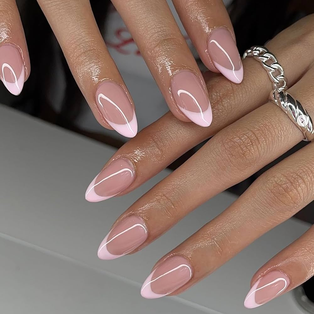 Pink french tip manicure